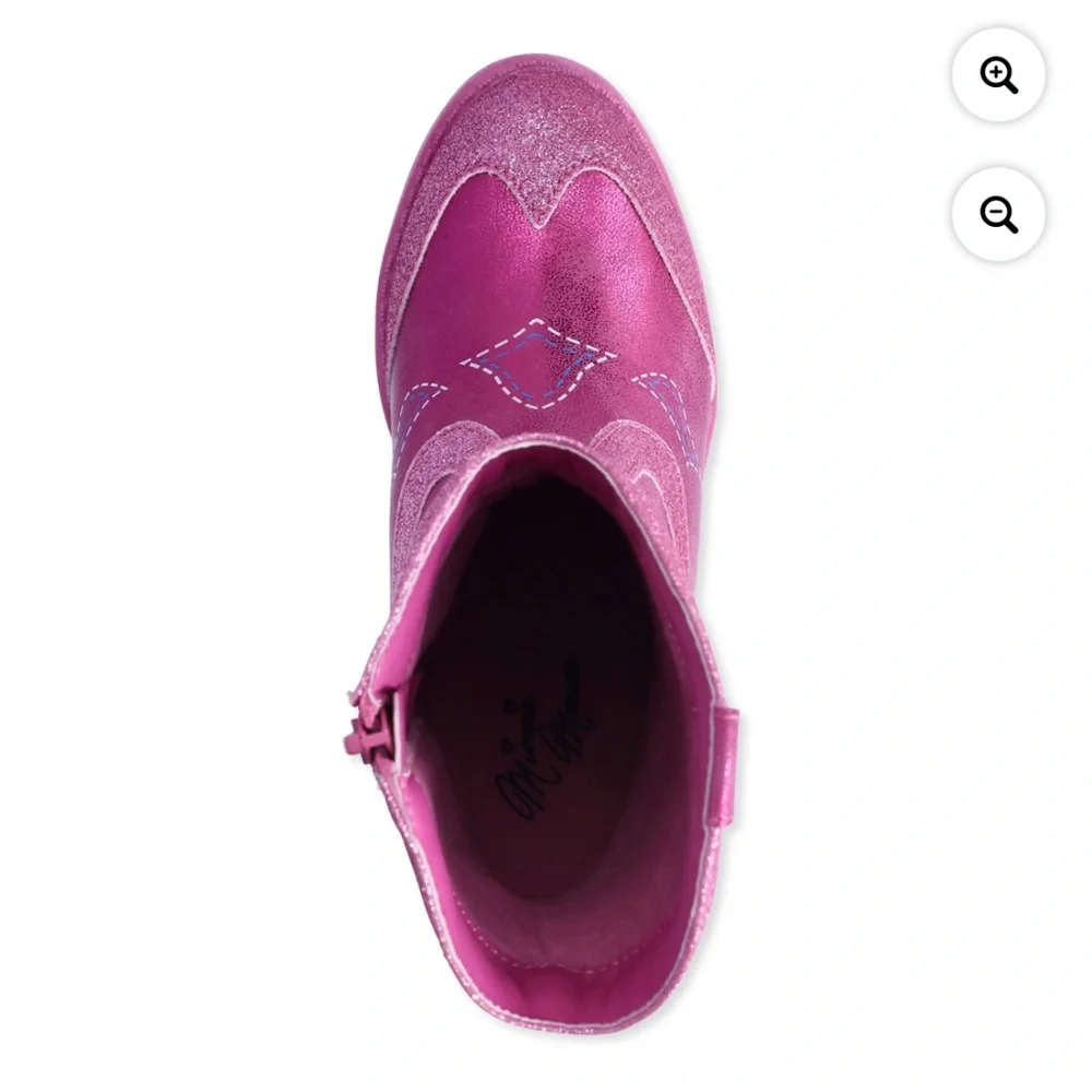 Disney Minnie Mouse Girls Metallic Pink Sparkle Cowboy Boots Shoes Size 12 NWT - Picture 4 of 9
